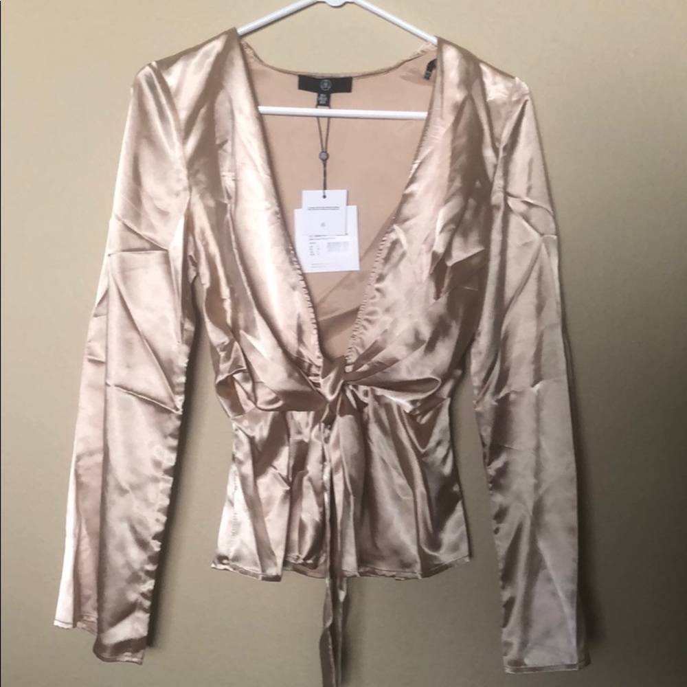 Gold Satin Low-Cut Top